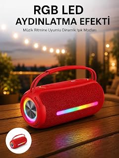 360 RGB LED’li Taşınabilir Bluetooth Hoparlör – Kırmızı USB/TF Destekli — %25 İndirim | Amazon TR Fırsatı