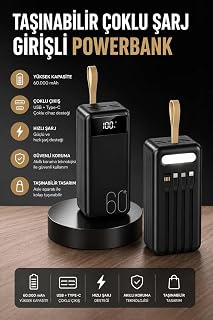 Powerbank 60.000 MAH 4 Portlu Uzun Şarj Süreli Dijital Göstergeli — %40 İndirim | Amazon TR Fırsatı