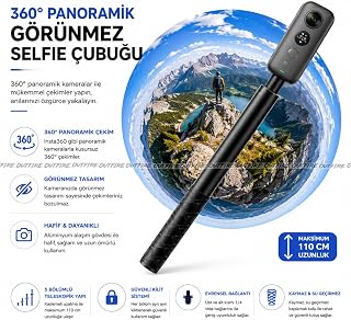 Outfire Insta360 ile Uyumlu 360° Panoramik Görünmez Selfie Çubuğu, 1.1 Metre, Siyah — %30 İndirim | Amazon TR Fırsatı