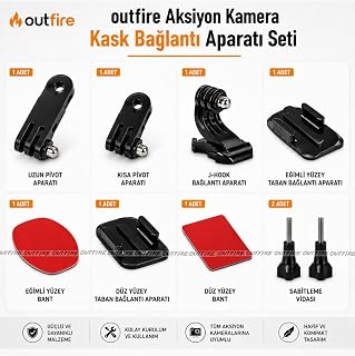 Outfire Aksiyon Kamera Kask Bağlantı Aparatı Seti, Siyah, Model K99 — %33 İndirim | Amazon TR Fırsatı