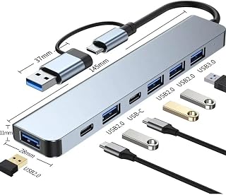MAXGO 3011 7 in 1 USB/Type-C Hub, USB 3.0, USB 2.0, Çoklayıcı Adaptör, Gri